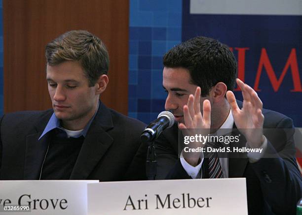 Head of News and Politics for YouTube Steve Grove and Journalist for The Nation Ari Melber speak during Time Warner's Political Conference 2008 at...