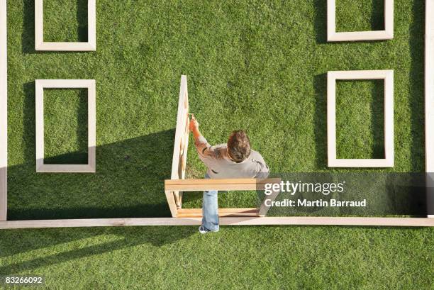 man walking through door in house outline - doorway 個照片及圖片檔