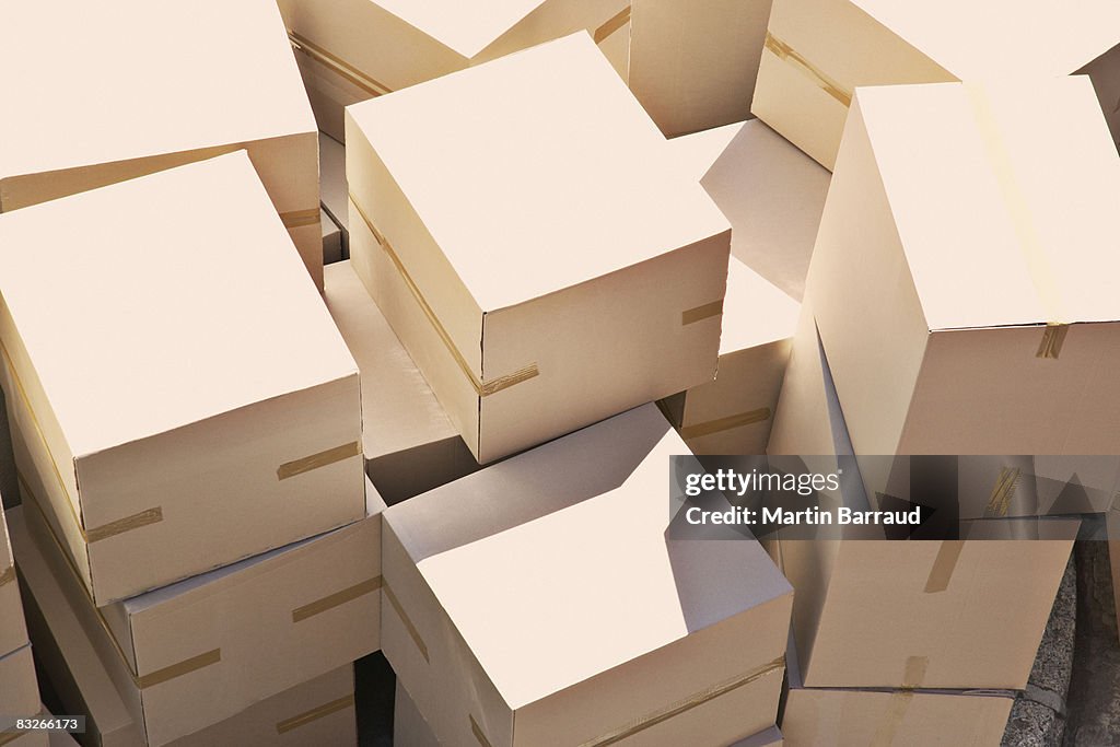 Large group of stacked boxes