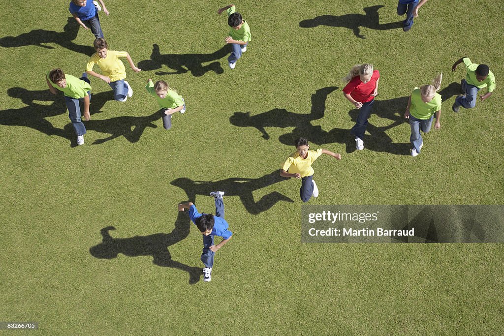 Group of children running