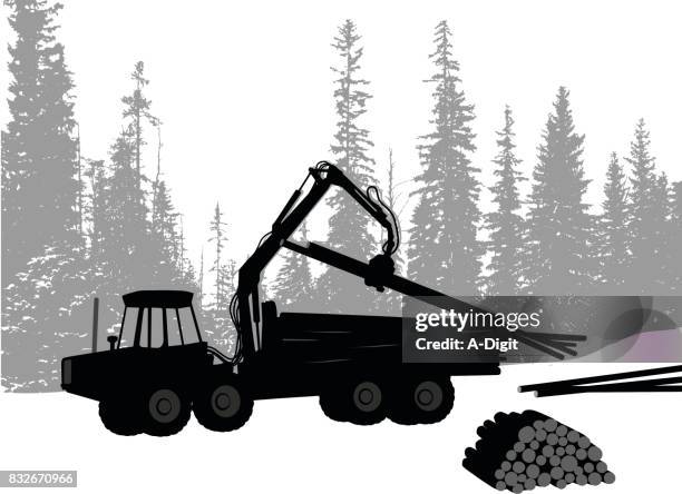 logging truck - log driver canada stock illustrations