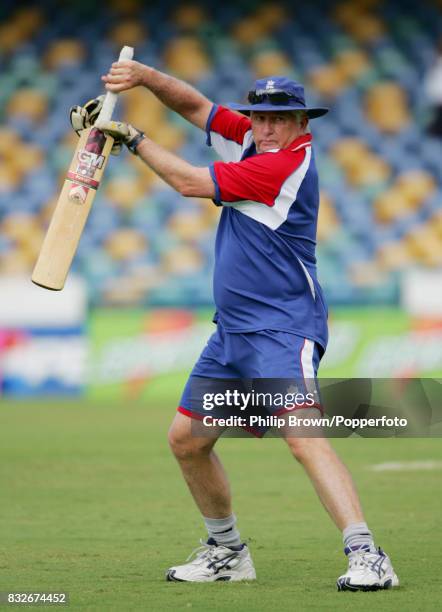 England coach Duncan Fletcher during a training session before the World Cup Super Eight match between West Indies and England at the Kensington...