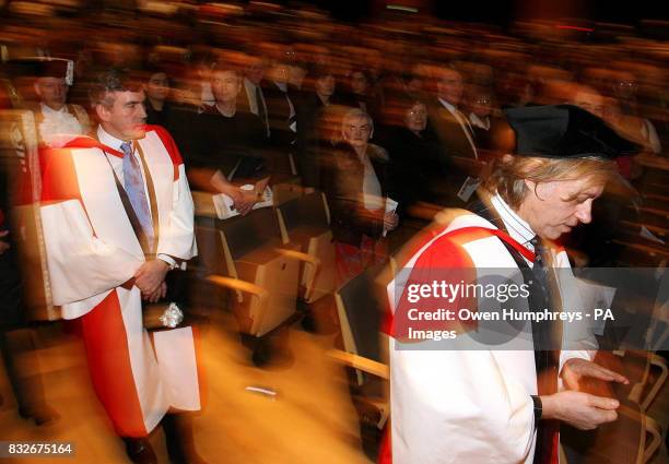 Chancellor of the Exchequer Gordon Brown and Sir Bob Gelfdof receive their Honorary Doctorates in Civil Law from Newcastle University.