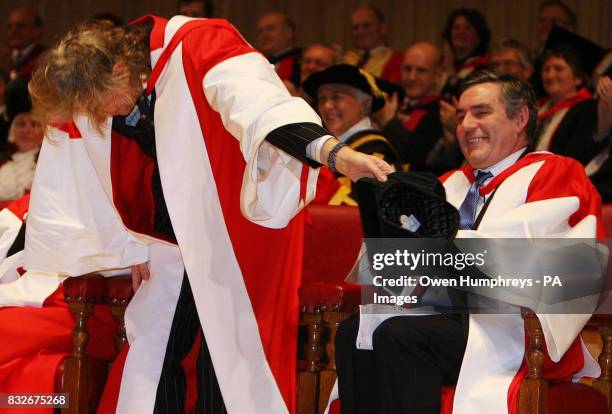 Sir Bob Geldof and Chancellor of the Exchequer Gordon Brown receive their Honorary Doctorates in Civil Law from Newcastle University.