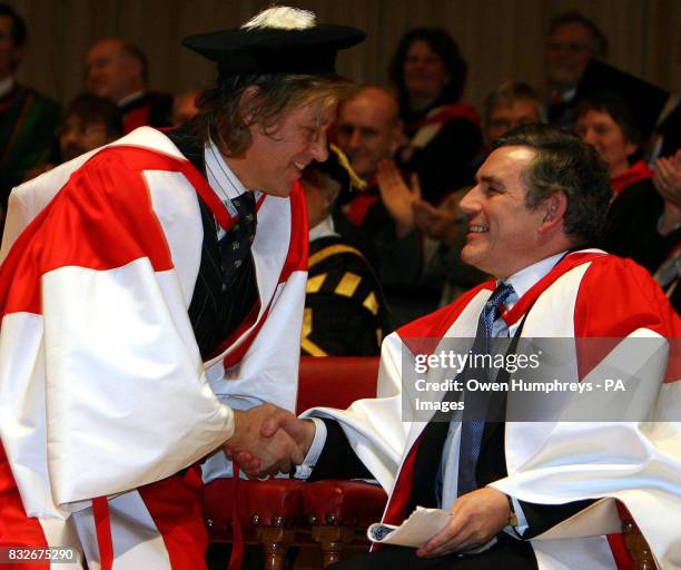Sir Bob Geldof and Chancellor of the Exchequer Gordon Brown receive their Honorary Doctorates in Civil Law from Newcastle University.