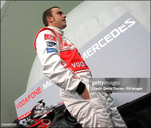 Vodafone McLaren Mercedes driver and World Champion Fernando Alonso of Spain during the photocall to unveil the 2007 Vodafone McLaren Mercedes...