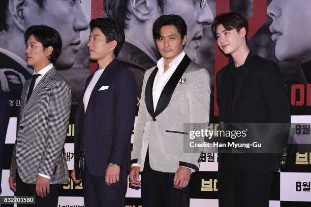 South Korean actor Jang Dong-Gun attends the film "V.I.P." press screening at the Yongsan CGV on August 16, 2017 in Seoul, South Korea. The film will...