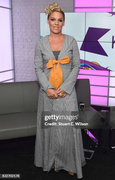 Pink visits the Kiss FM Studios on August 16, 2017 in London, England.
