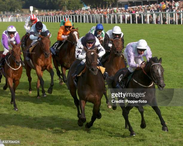 Eddie Ahern on Jagger pips Hambleden on the line during the Seabiscuit Stakes at Ascot on September 28th, 2003.