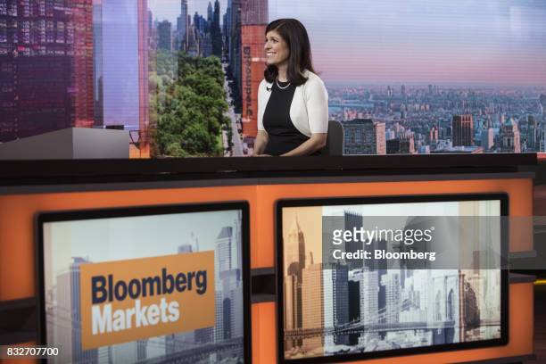 Barbara Reinhard, head of asset allocation for Voya Investment Management LLC, smiles during a Bloomberg Television interview in New York, U.S., on...