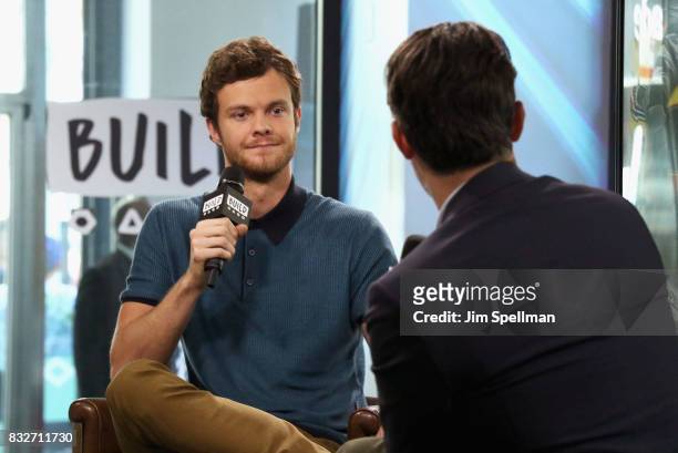 Actor Jack Quaid and moderator Ricky Camilleri attend Build to discuss his new film "Logan Lucky" at Build Studio on August 16, 2017 in New York City.