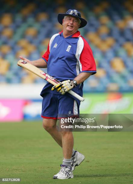 England coach Duncan Fletcher during a training session before the World Cup Super Eight match between West Indies and England at the Kensington...
