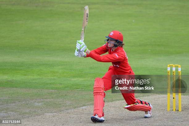 Amy Satterthwaite of Lancashire Thunder in action during the Kia Super League 2017 match between Lancashire Thunder and Surrey Stars at Old Trafford...