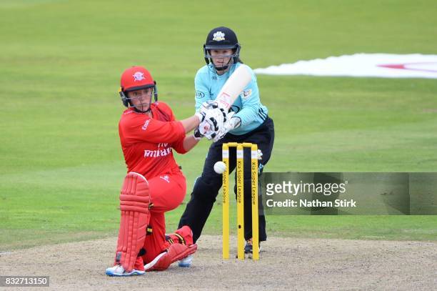 Danielle Hazell of Lancashire Thunder batting during the Kia Super League 2017 match between Lancashire Thunder and Surrey Stars at Old Trafford on...