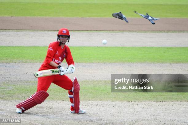 Sarah Taylor of Lancashire Thunder batting during the Kia Super League 2017 match between Lancashire Thunder and Surrey Stars at Old Trafford on...