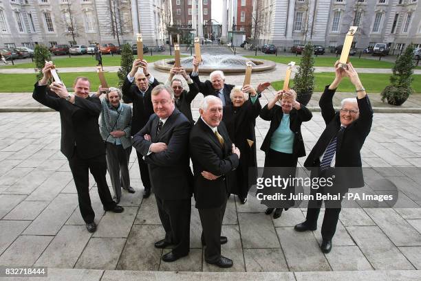 Sport minister John O'Donoghue and Olympic gold medal winner Ronnie Delany with eight winners of the inaugural 'National Awards to Volunteers in...