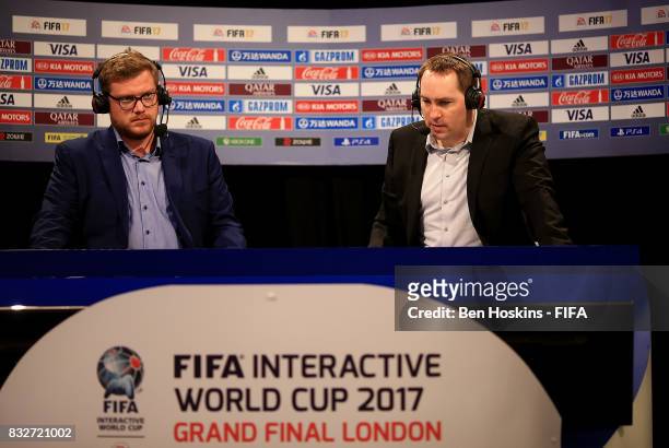 Commentators watch the games during day one of the FIFA Interactive World Cup 2017 on August 16, 2017 in London, England.