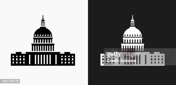 congress icon on black and white vector backgrounds - senate stock illustrations
