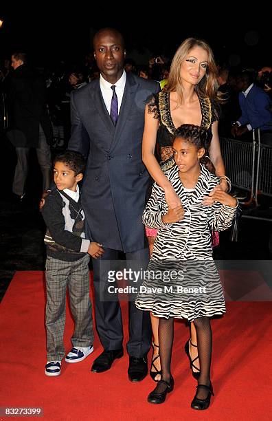 Ozwald Boateng and wife Guynel Boateng with their children arrive at the Africa Rising Festival, at the Royal Albert Hall on October 14, 2008 in...