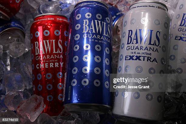 Bawls Guarana energy drink on display at the Spring 2009 Mercedes-Benz Fashion Week held at Smashbox Studios on October 14, 2008 in Culver City,...