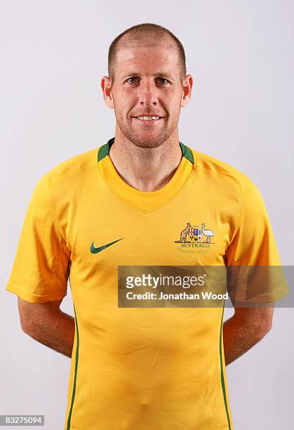 Scott Chipperfield poses during the Australian Socceroos portrait session at the Sofitel Grand Central on October 13, 2008 in Brisbane, Australia.