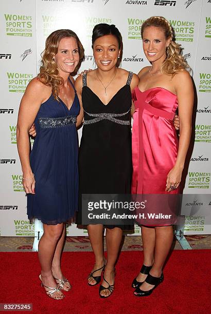 Soccer players Christie Rampone, Angela Hucles and Leslie Osborne attend the 29th annual Salute to Women in Sports Awards presented by the Women's...