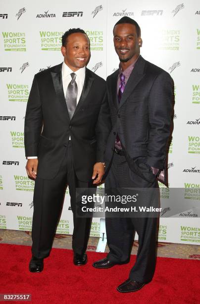 Former NFL player/TV personality Jamal Anderson and Aaron Ross of the New York Giants attends the 29th annual Salute to Women in Sports Awards...