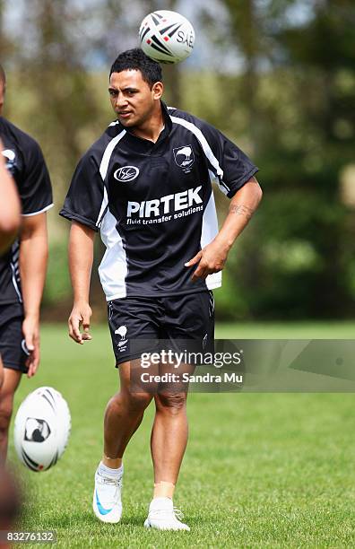 Krisnan Inu of the Kiwis kicks the ball during a New Zealand Kiwis training session at Rosmini College on October 15, 2008 in Auckland, New Zealand.