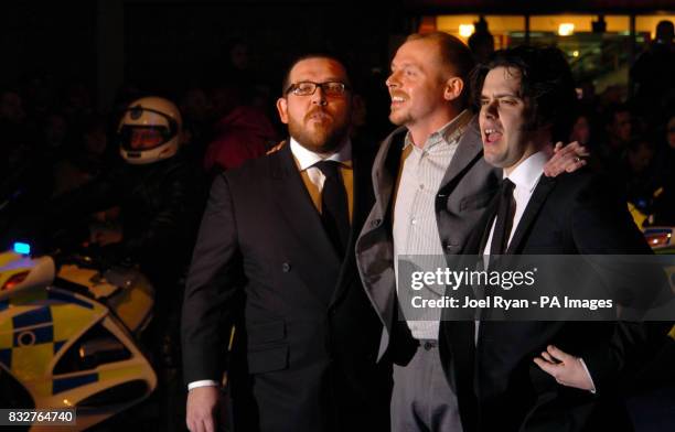 Nick Frost, Simon Pegg and Edgar Wright arrive for the World Premiere of Hot Fuzz, at the Vue West End in Leicester Square, central London.