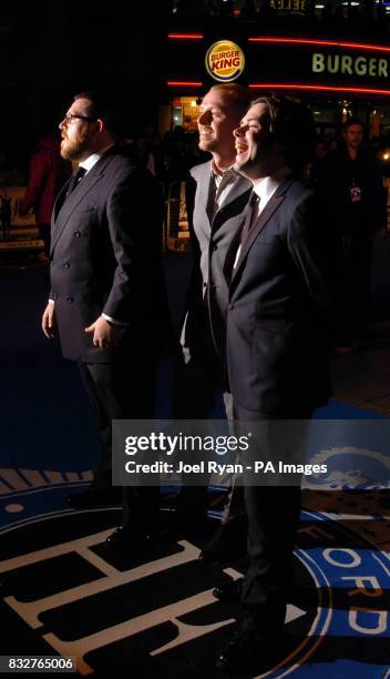 Nick Frost, Simon Pegg and Edgar Wright arrive for the World Premiere of Hot Fuzz, at the Vue West End in Leicester Square, central London.