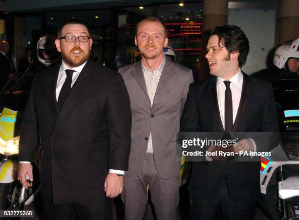 Nick Frost, Simon Pegg and Edgar Wright arrive for the World Premiere of Hot Fuzz, at the Vue West End in Leicester Square, central London.