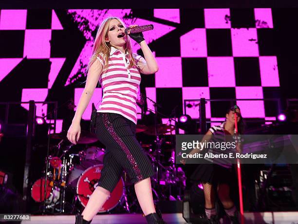 Recording artist Avril Lavigne performs at the premiere of Nokia Productions' Spike Lee Collaboration film held at the Nokia Theater L.A. Live on...