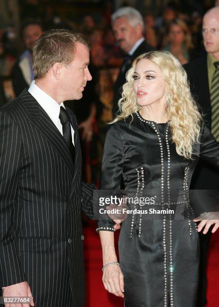 Director Guy Richie and Madonna attend the world premiere of RocknRolla at Odeon West End on September 1, 2008 in London, England.