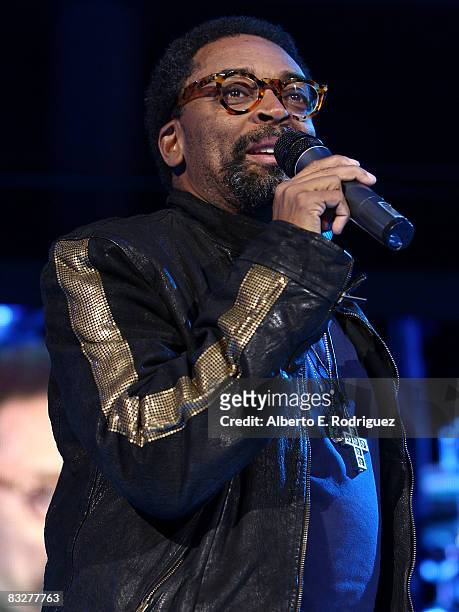 Director Spike Lee introduces the premeire of Nokia Productions' Spike Lee Collaboration film held at the Nokia Theater L.A. Live on October 14, 2008...