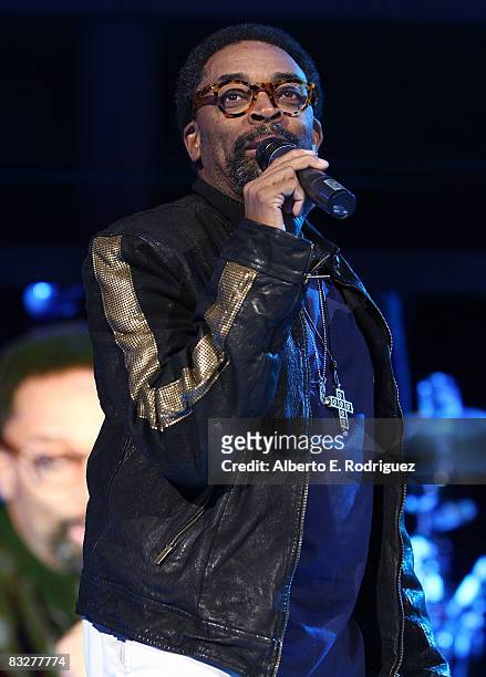 Director Spike Lee introduces the premeire of Nokia Productions' Spike Lee Collaboration film held at the Nokia Theater L.A. Live on October 14, 2008...
