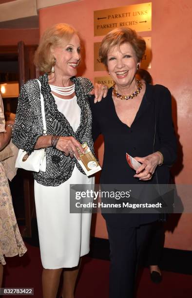 Ellen Kessler and Carolin Reiber during the 'Aufguss' premiere at Komoedie im Bayerischen Hof on August 16, 2017 in Munich, Germany.