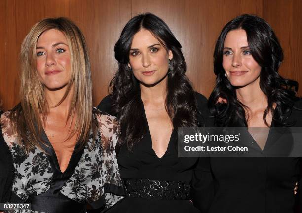 Actresses Jennifer Aniston, Demi Moore and Courteney Cox arrive at the premiere of Glamour Reel Moments presented by Suave held at the Directors...