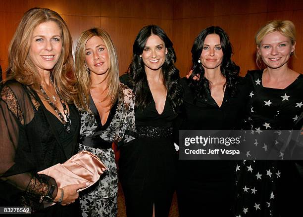 Actresses Rita Wilson, Jennifer Aniston, Demi Moore, Courteney Cox, and Kirsten Dunst arrive at the premiere of Glamour Reel Moments presented by...