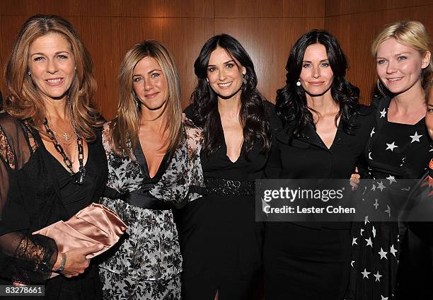 Actresses Rita Wilson, Jennifer Aniston, Demi Moore, Courteney Cox and Kirsten Dunst arrive at the premiere of Glamour Reel Moments presented by...