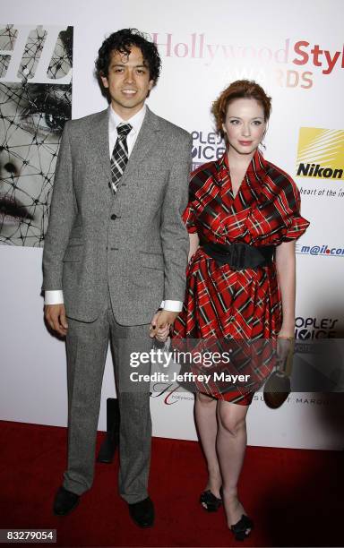 Geoffrey Arend and Christina Hendricks arrive at the 2008 Hollywood Life Style Awards at the Pacific Design Center on October 12, 2008 in West...