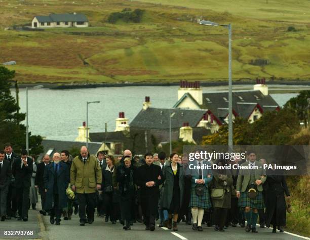 Friends and family attend the funeral of John Macleod of Macleod, 29th Chief of Clan MacLeod, who died on February 12, aged 71.