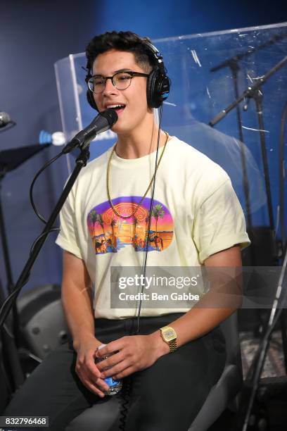 Singer Brandon Arreaga of the band PRETTYMUCH performs at SiriusXM Studios on August 16, 2017 in New York City.