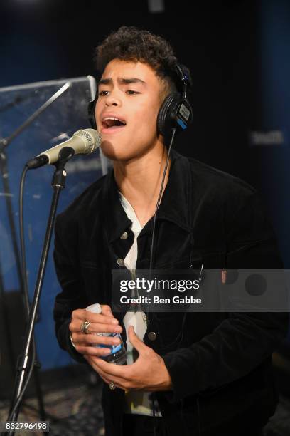 Singer Edwin Honoret of the band PRETTYMUCH performs at SiriusXM Studios on August 16, 2017 in New York City.