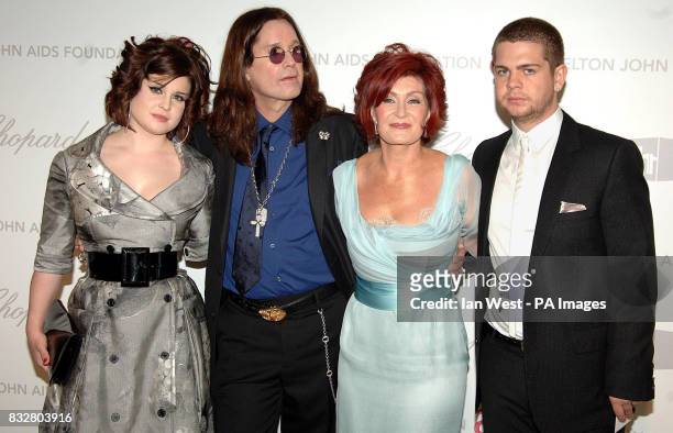 Ozzy Osbourne with his wife Sharon, and children Kelly and Jack, as they arrive for the 16th Annual Elton John Aids Foundation to celebrate the...