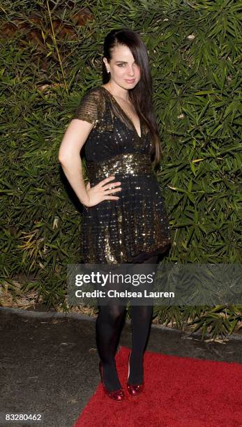 Actress Mia Kirshner attends the Pantheon Book Party For "I Live Here" at The Motley Bird Nest on October 14, 2008 in Los Angeles, California.