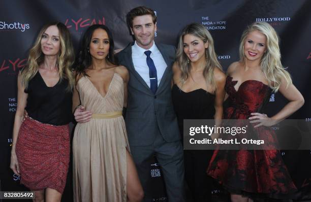 Cast Vanessa Angel, Dania Ramirez, Jake Lockett, Rebekah Graf and producer Crystal Hunt arrive for the Premiere Of Parade Deck’s “Lycan” held at...