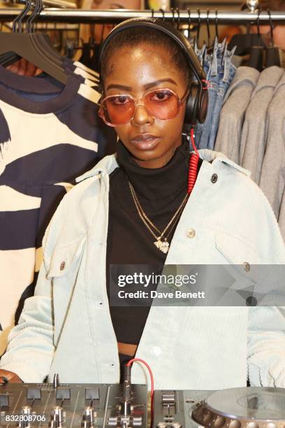 Siobhan Bell DJs at the Weekday store launch on August 16, 2017 in London, England.