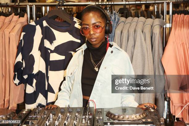 Siobhan Bell DJs at the Weekday store launch on August 16, 2017 in London, England.