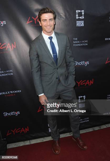 Actor Jake Lockett arrives for the Premiere Of Parade Deck’s “Lycan” held at Laemmle's Ahrya Fine Arts Theatre on August 15, 2017 in Beverly Hills,...