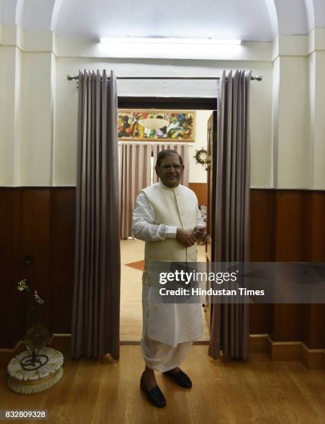 Leader Sharad Yadav during a press conference at his residence on August 16, 2017 in New Delhi, India. Veteran leader Sharad Yadav will stage a show...